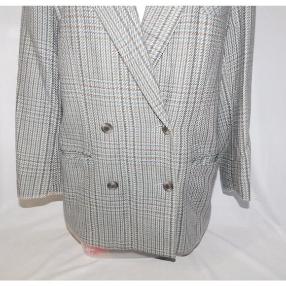 VTG Daniel Hechter Womens 11 Oversized Tweed Wool Blazer Shoulder Pad Brown Gray - Picture 5 of 11